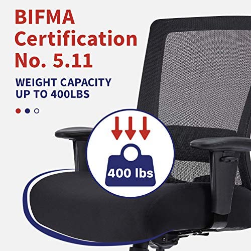 CLATINA Big and Tall Executive Chair Ergonomic with 400lbs High Capacity and Lumbar Support for Home Office Black BIFMA Certification No.5.11 (1)