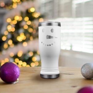 Funny Holiday Themed Tumblers and Coffee Mugs -Including Wine, Pilsner, and Travel. Great Christmas Gifts for Friends and Loved Ones (White - Snowman 14 oz Pilsner)