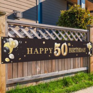 pakboom happy 50th birthday backdrop black photo background banner cheers to 50 years old decorations party supplies
