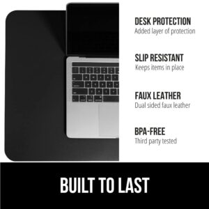 Gorilla Grip Desk Mat, Non Slip and Heat Resistant Mouse Pad, Soft PU Leather Pads, Dual Sided Blotter, Desktop Protector Covers for Home Office Keyboard Laptop Computer and Writing, 31.5x15.7, Black