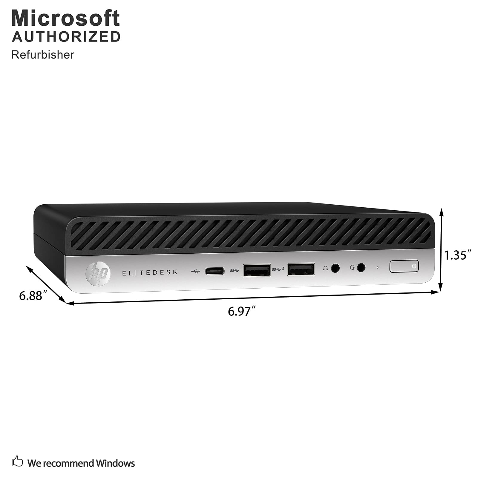 HP EliteDesk 800 G3 Desktop Mini Business PC Windows 10 Computer (Intel Core i5-6500T up to 3.1GHz, 8GB DDR4 RAM, 256GB SSD, WiFi, Bluetooth, USB Type-C 3.1, 2 x DisplayPort, Win 10 Pro) (Renewed)