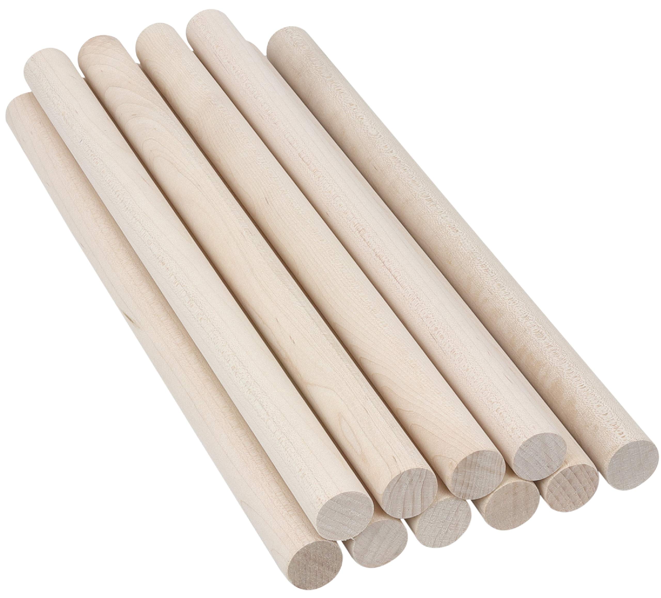 Pennsylvania Woodworks Maple Wooden Dowel Rods - Solid Hardwood Sticks for Crafting, Macrame, DIY & More - White, Unfinished Wood Dowels - Sanded Smooth, Kiln Dried - (3/4" x 12”, 10 Pack)