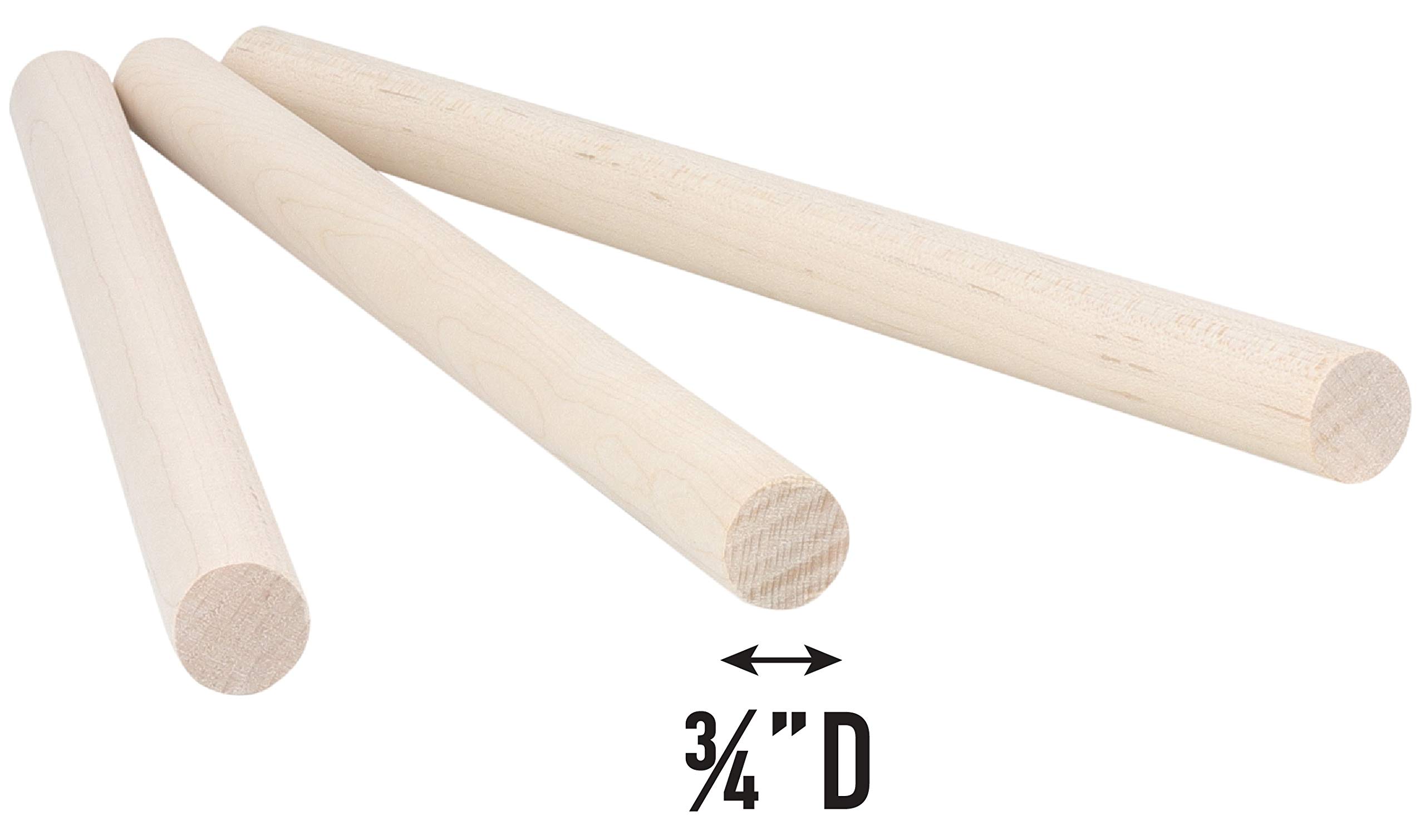 Pennsylvania Woodworks Maple Wooden Dowel Rods - Solid Hardwood Sticks for Crafting, Macrame, DIY & More - White, Unfinished Wood Dowels - Sanded Smooth, Kiln Dried - (3/4" x 12”, 10 Pack)