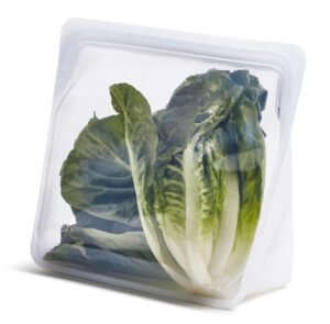 stasher platinum silicone food grade reusable storage bag, clear (stand-up mega) | reduce single-use plastic | cook, store, sous vide, or freeze | leakproof, dishwasher-safe, eco-friendly | 104 oz