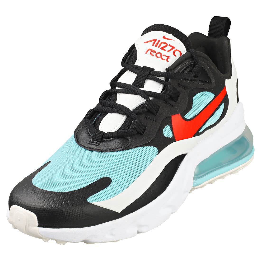 Nike Womens Air Max 270 React Running Trainers DA4288 Sneakers Shoes (UK 4.5 US 7 EU 38, Black Chile red Bleached Aqua 001)