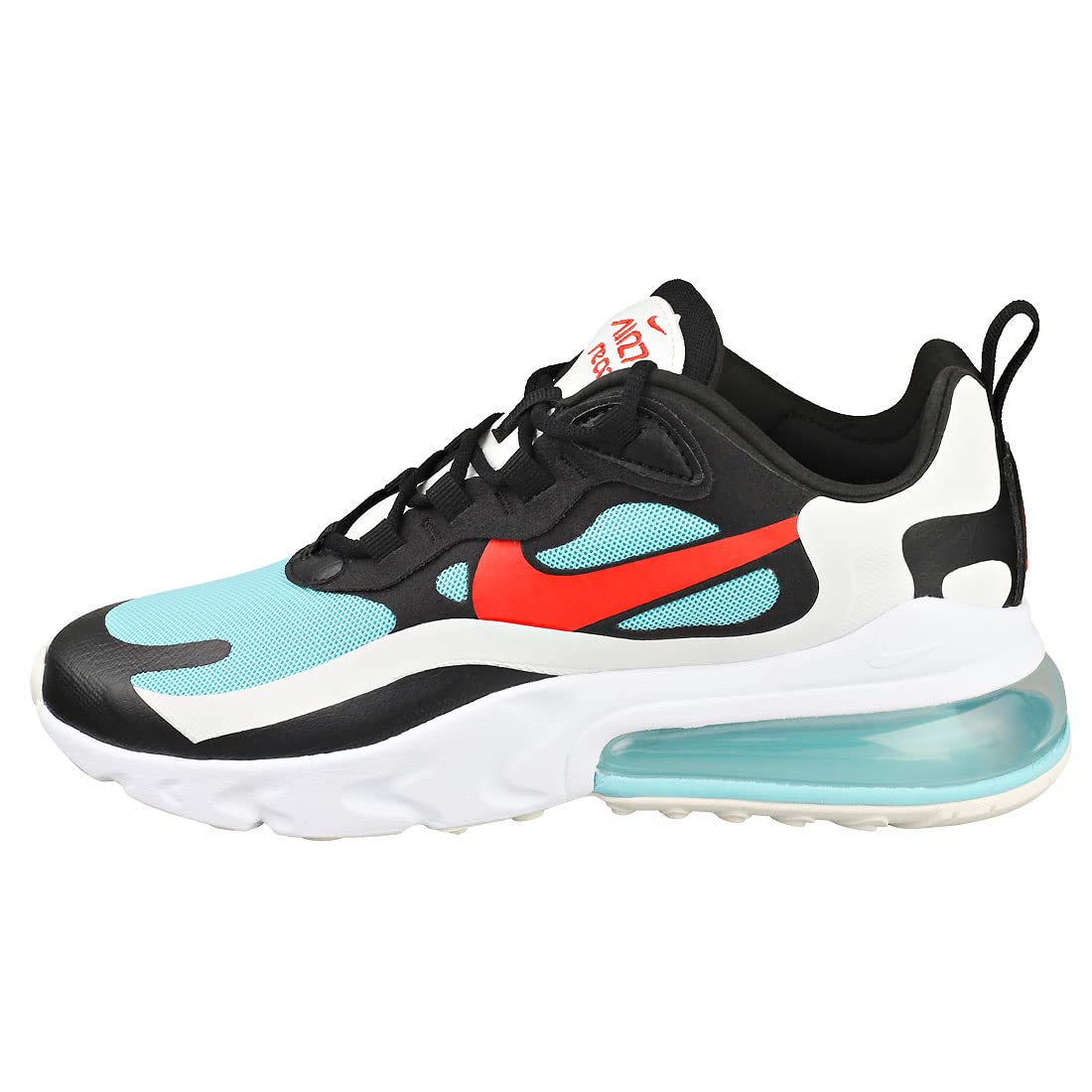 Nike Womens Air Max 270 React Running Trainers DA4288 Sneakers Shoes (UK 4.5 US 7 EU 38, Black Chile red Bleached Aqua 001)