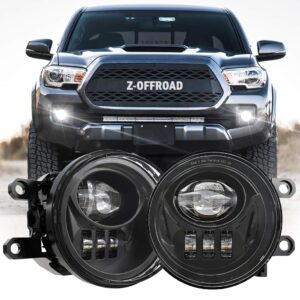 z-offroad new led fog lights driving lamps assembly replacement for 2016-2022 tacoma 2014-2022 4runner 2014-2019 tundra truck, driver and passenger side- black