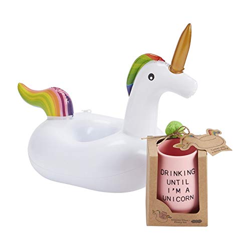 Mud Pie Silicone Wine Floaty, Approx 4 1/2" x 3 1/2" | Cup 16 oz, Unicorn