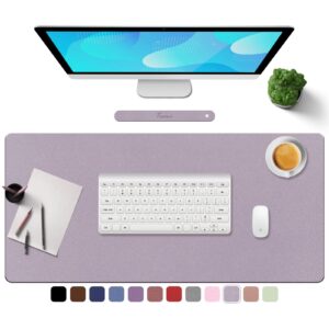 towwi pu leather desk pad with suede base, multi-color non-slip mouse pad, 32” x 16” waterproof desk writing mat, large desk blotter protector(gray-pink)