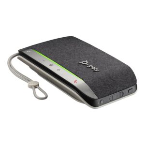 poly - sync 20 usb-c personal smart speakerphone (plantronics) - connect to cell phone via bluetooth and pc/mac via usb-c cable - works with teams, zoom & more