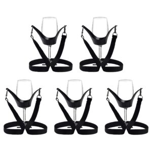 ornoou 5 pieces adjustable wine glass lanyards drink holder with neck strap insulator holder necklace for wine walk food and wine festival party cocktail reception