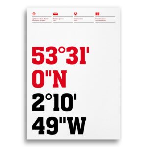 Manchester U. Football Stadium Coordinates Typography Prints and Posters, Personalized Soccer Gifts