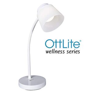 OttLite Clarify LED Desk Lamp with 4 Brightness Settings – Touch Activated Controls, Modern White Design, ClearSun LED Lighting, Flexible Neck, for Work, Study, Reading, Crafting