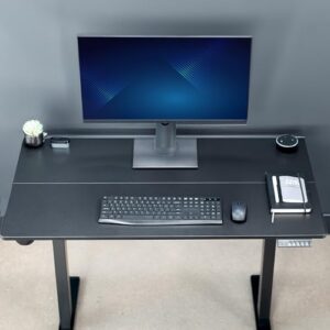 VIVO Electric Height Adjustable 44 x 24 inch Stand Up Desk, Standing Workstation with Memory Controller, Black Top, Black Frame, DESK-E144B