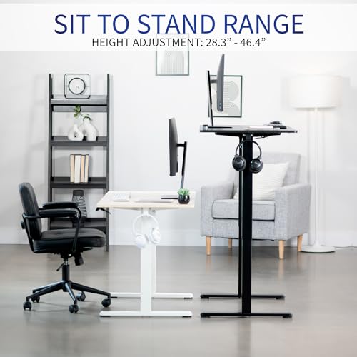 VIVO Electric Height Adjustable 44 x 24 inch Stand Up Desk, Standing Workstation with Memory Controller, Black Top, Black Frame, DESK-E144B