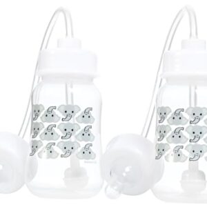 Hands-Free Baby Bottle - Anti-Colic Self Feeding Baby Bottle System 4 oz (2 Pack - Elephant)