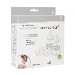 Hands-Free Baby Bottle - Anti-Colic Self Feeding Baby Bottle System 4 oz (2 Pack - Elephant)