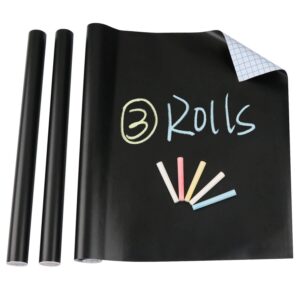 3 rolls black chalkboard contact paper - 17" x 78.7" extra large adhesive blackboard wallpaper wall decal sticker