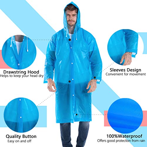 Rain Ponchos for Adults Reusable - Hooded Raincoats for Men Survival Heavy Duty Military Impermeable Rain Coat (Grey)