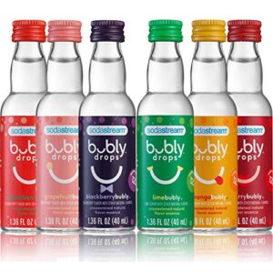 sodastream bubly drops 6 flavor, original variety pack, 1.36 fl oz ( pack of 6)