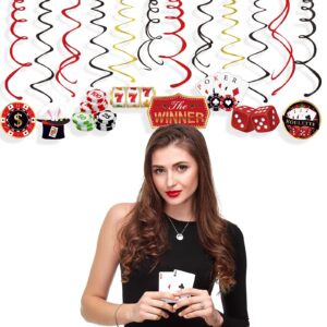 Casino Hanging Swirl Decorations,Las Vegas Party Streamers,777 Party Supplies,Playing Cards Hanging Decorations for Birthday Party Together Baby Shower