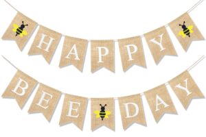 uniwish happy bee day burlap banner bumblebee themed baby shower birthday party decorations rustic gifts for boys girls