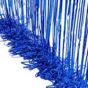 BRAVESHINE Blue Tinsel Foil Fringe Curtains - 2Pcs 3.2x8.2 ft Metallic Holidays Photo Backdrop for Birthdays Homecoming Bachelor Bachelorette Sea Theme Party Decorations