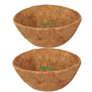 haledaze 2 pack 14 inch round coco liners for hanging basket, coconut fiber replacement outdoor garden decoration for planters flower pot
