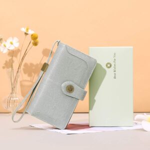 FALAN MULE Women's Wallet Genuine Leather RFID Blocking Large Capacity Trifold Ladies Wallet Wristlet Clutch Card Holder