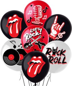 rock and roll party decoration balloons 12'' latex balloons for music theme party decorations 1950's birthday party supplies 50s 60s rock party favors