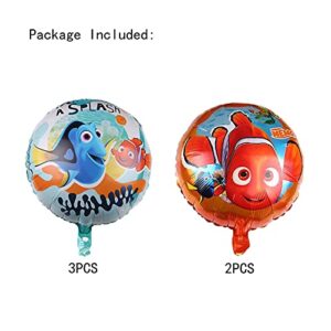 5PCS Finding Nemo Balloons for Kids Birthday Baby Shower Finding Nemo Theme Party Decorations