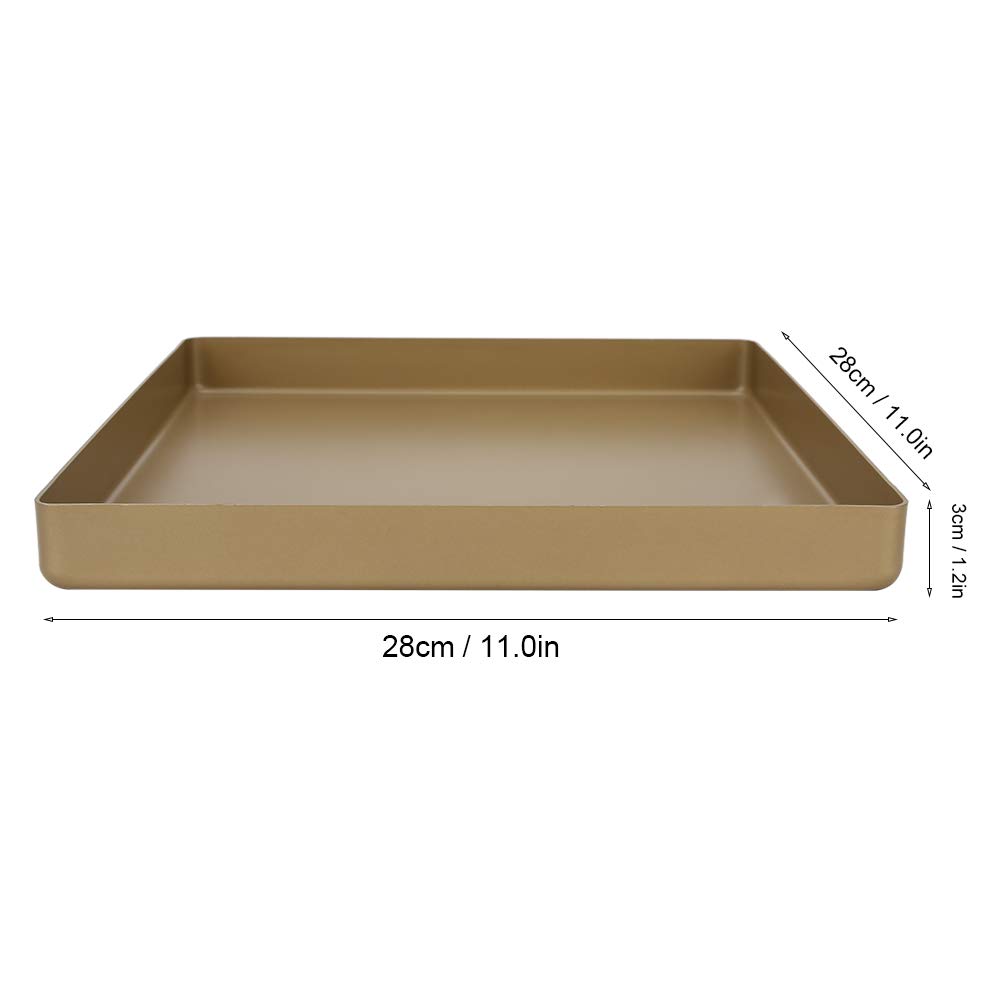 28x28x3cm Baking Tin Aluminum Alloy Gold Square Shape Baking Pan Cake Baking Tins Non-Stick Baking Tray for Cookie Toaster Bread Pizza