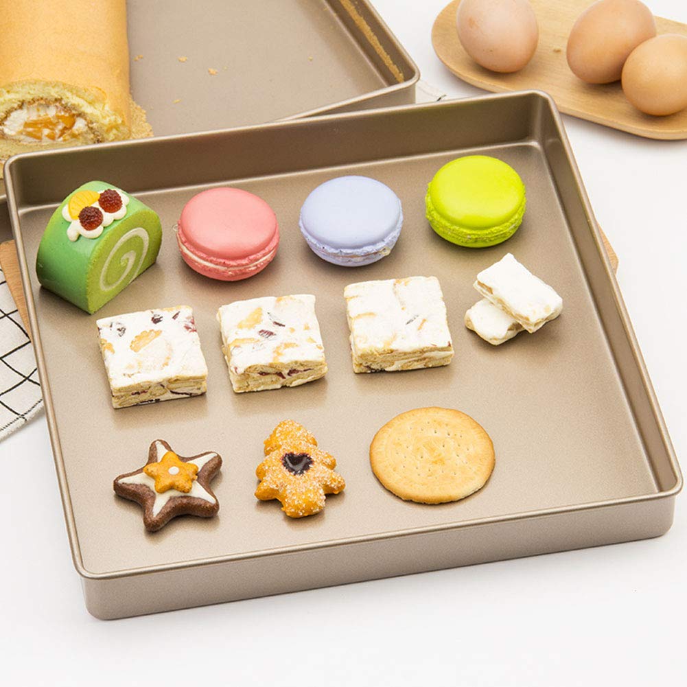 28x28x3cm Baking Tin Aluminum Alloy Gold Square Shape Baking Pan Cake Baking Tins Non-Stick Baking Tray for Cookie Toaster Bread Pizza