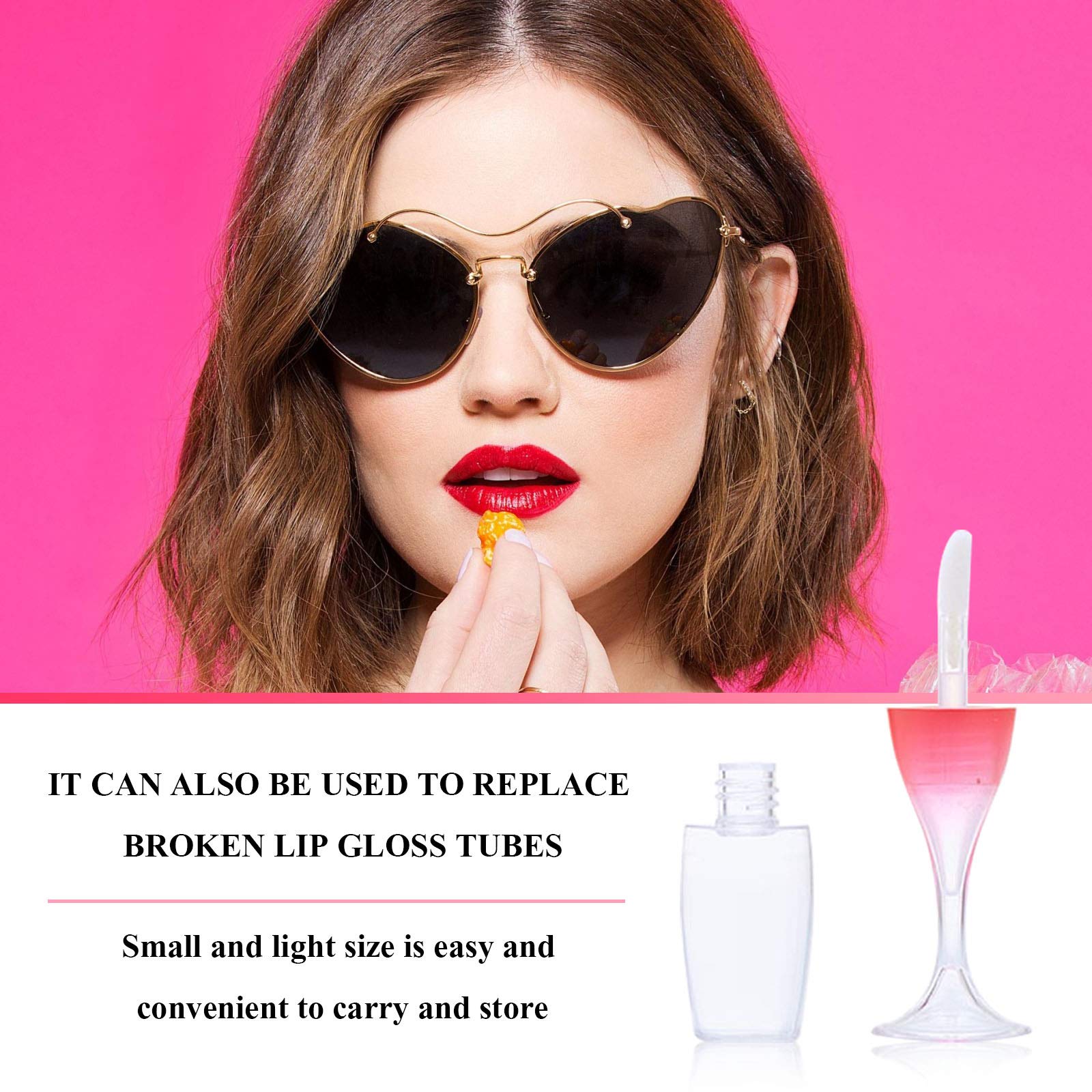 Vankcp 30 Pcs Cute Empty Lip Gloss Tubes, 6 Styles Lip Glaze Tubes Novelty Red Wine Glass Lip Oil Bottles Empty Lip,Refillable Lip Balm Containers for Women Girls DIY(5/8/10ML)
