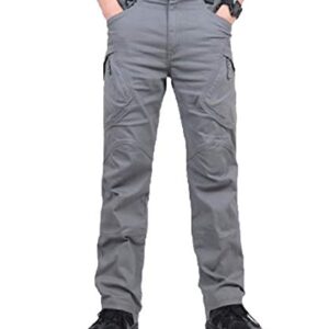 MNXOIA City Tactical Cargo Pants Men Combat Army Military Pants Cotton Many Pockets Stretch Flexible Casual Trousers Gray 3XL