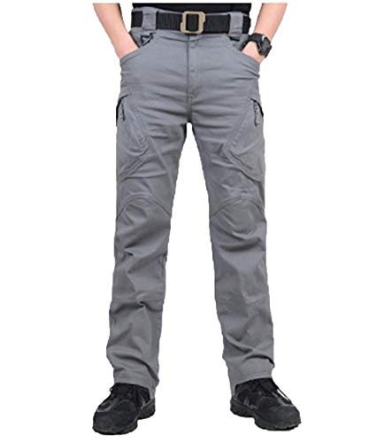 MNXOIA City Tactical Cargo Pants Men Combat Army Military Pants Cotton Many Pockets Stretch Flexible Casual Trousers Gray 3XL