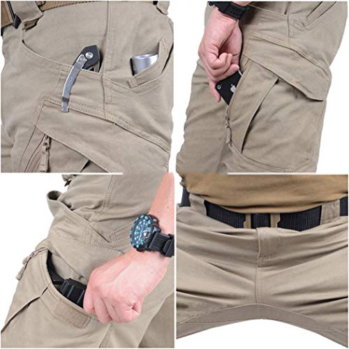 MNXOIA City Tactical Cargo Pants Men Combat Army Military Pants Cotton Many Pockets Stretch Flexible Casual Trousers Gray 3XL