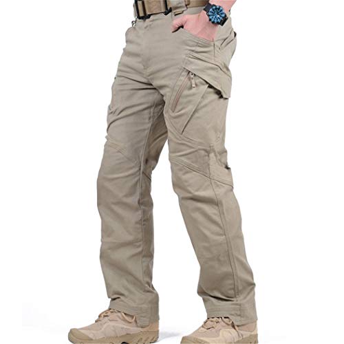 MNXOIA City Tactical Cargo Pants Men Combat Army Military Pants Cotton Many Pockets Stretch Flexible Casual Trousers Gray 3XL