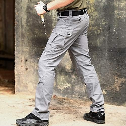 MNXOIA Combat Military Tactical Pants Men Large Multi Pocket Army Cargo Pants Casual Cotton Security Bodyguard Trouser Gray XXL