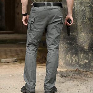 MNXOIA Combat Military Tactical Pants Men Large Multi Pocket Army Cargo Pants Casual Cotton Security Bodyguard Trouser Gray XXL