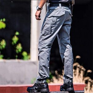 MNXOIA Waterproof Tactical Military Pants Men Special Army Combat Cargo Pants Multi Pocket Rip-Stop Cotton Trousers Gray XXL