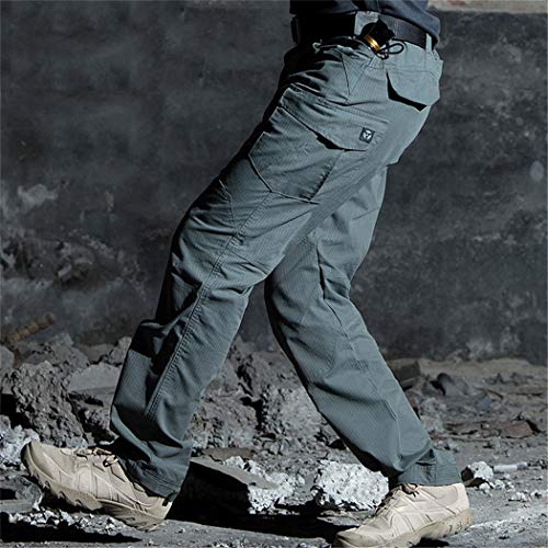 MNXOIA Waterproof Tactical Military Pants Men Special Army Combat Cargo Pants Multi Pocket Rip-Stop Cotton Trousers Gray XXL