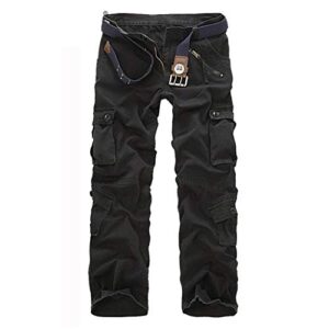 MNXOIA Casual Military Style Camo Cargo Pants Men Many Pockets Camouflage Combat Trousers Cotton Army Tactical Pants Gray 34