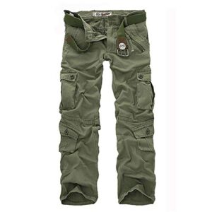 MNXOIA Casual Military Style Camo Cargo Pants Men Many Pockets Camouflage Combat Trousers Cotton Army Tactical Pants Gray 34