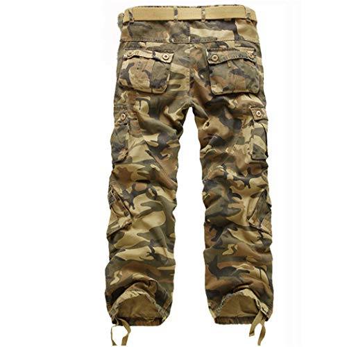 MNXOIA Casual Military Style Camo Cargo Pants Men Many Pockets Camouflage Combat Trousers Cotton Army Tactical Pants Gray 34