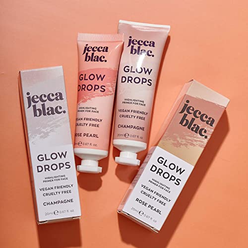 Jecca Blac Rose Pearl Glow Drops, Face Primer for Longlasting Base, Liquid Highlighter Makeup, Illuminates and Prepares Skin, Dewy Finish, Gender Neutral and LGBTIQA+ Inclusive Make Up, 20ml