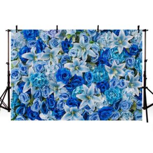 mehofond blue flower wall backdrop for wedding bridal shower decorations banner supplies valentines day blue floral rose photography background photo booth studio props vinyl 8x6ft