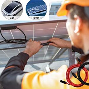 Witproton 10FT 10 AWG (6mm²) Solar Extension Cables 1500V Tinned Copper Solar Cable with Hard PPO Plastic 1.5KV 50A IP68 PV Male and Female Connectors at Each End