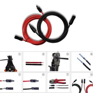 Witproton 10FT 10 AWG (6mm²) Solar Extension Cables 1500V Tinned Copper Solar Cable with Hard PPO Plastic 1.5KV 50A IP68 PV Male and Female Connectors at Each End