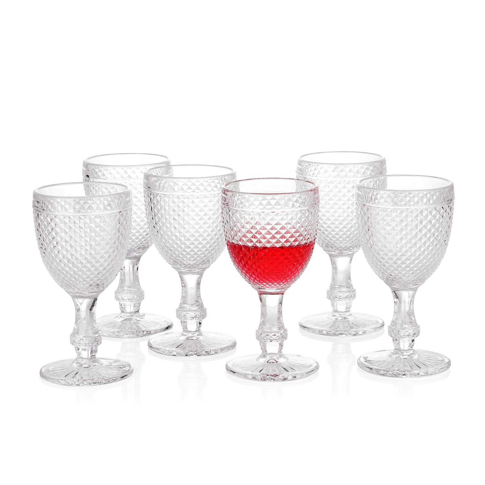 G Chroma Collection Wine Glasses set of 6, 10.6 oz Clear Stem-ware Premiun Goblet for Refreshments Soda Juice, Perfect for Dinner Parties Bars Restaurants